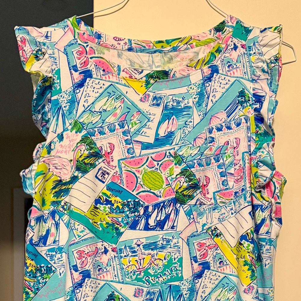 HTF! Lilly Pulitzer Womens  “Wish You Were here” Laina postcard DRESS sz L - Picture 7 of 7
